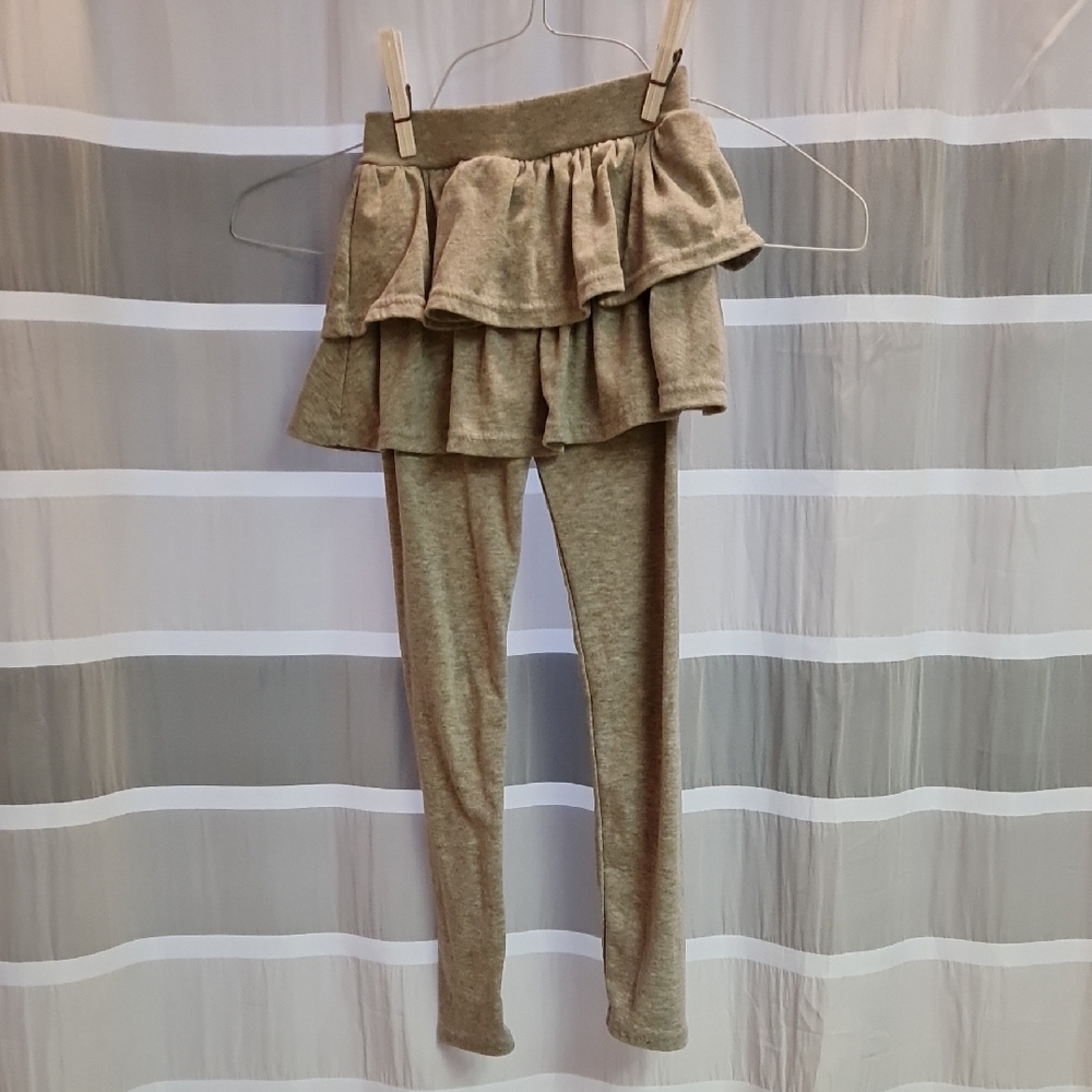 Chic Grey Ruffle Skirt Kids Leggings